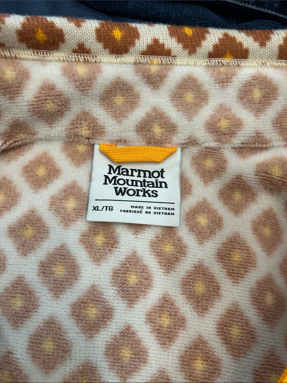 Marmot Cream & Rust Diamond Knit Half-Zip Pullover XL - Picture 5 of 6